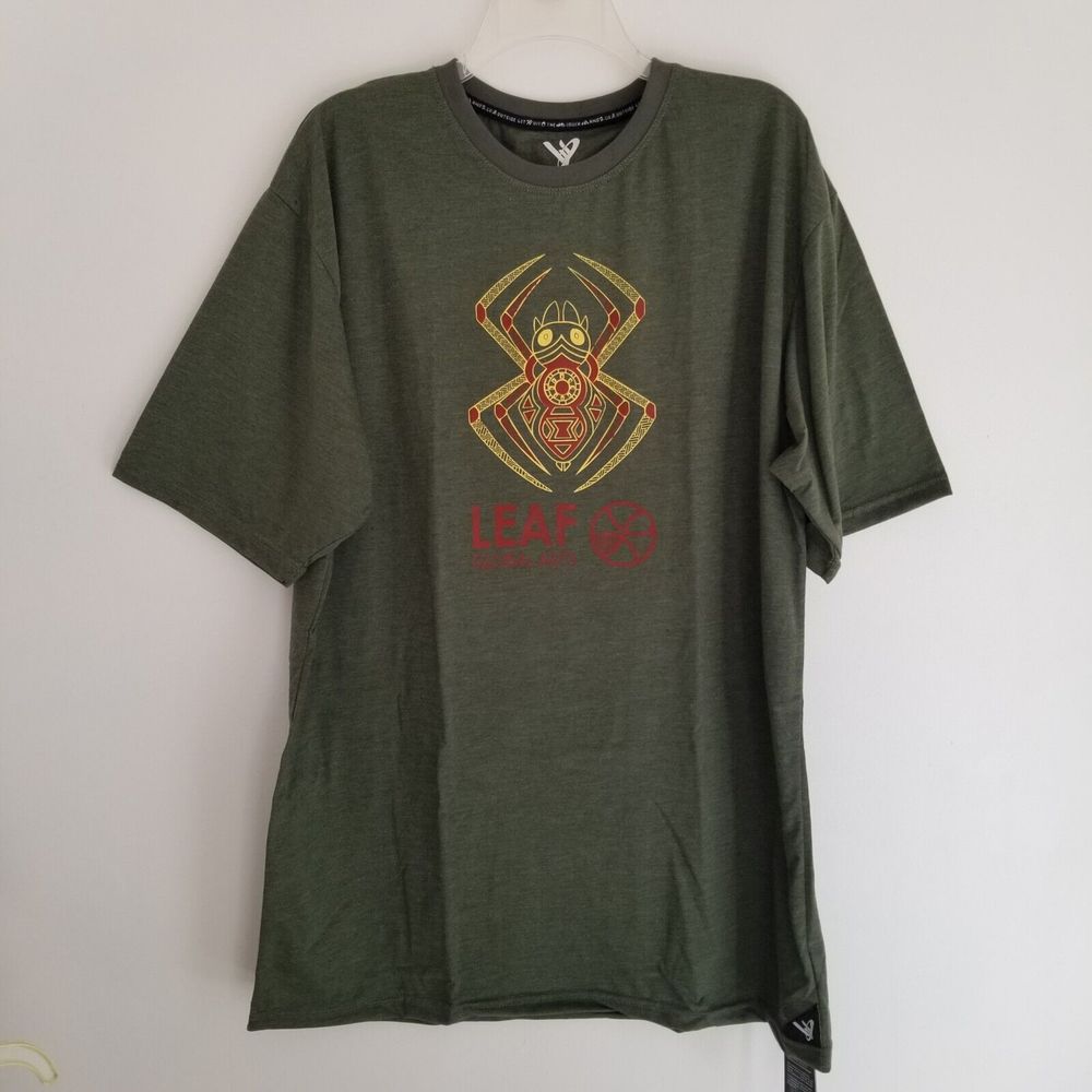 LEAF Lake Eden Arts Festival T Shirt Mens 3X L Green Spider Graphic New